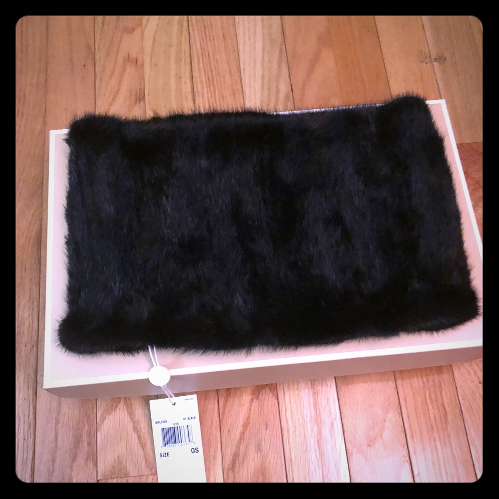 Black Fur Infinity Scarf by Michael Kors